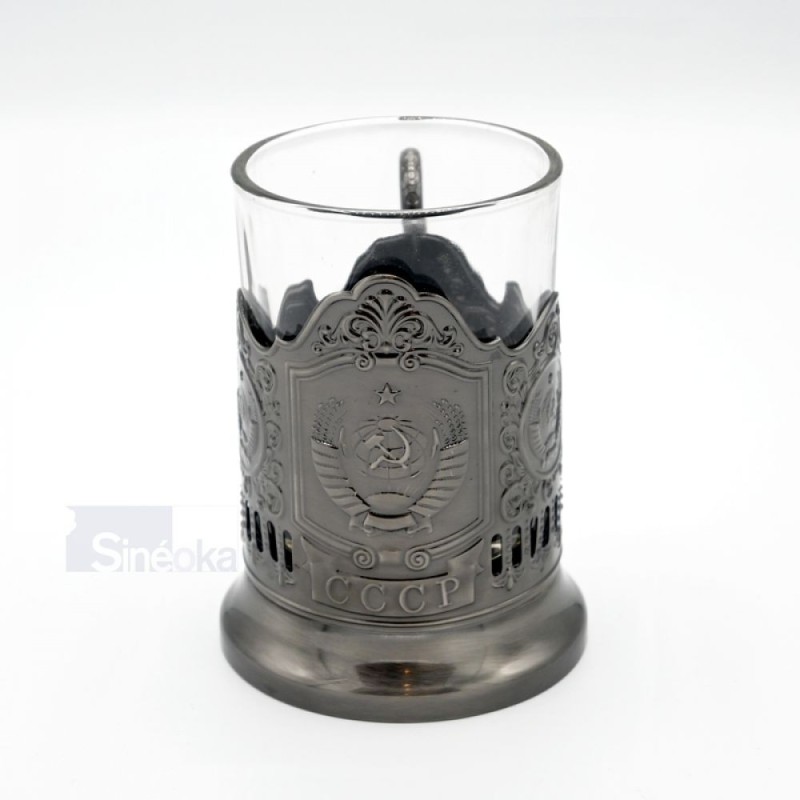Verre & porte-verre à thé décoré - Podstakannik...