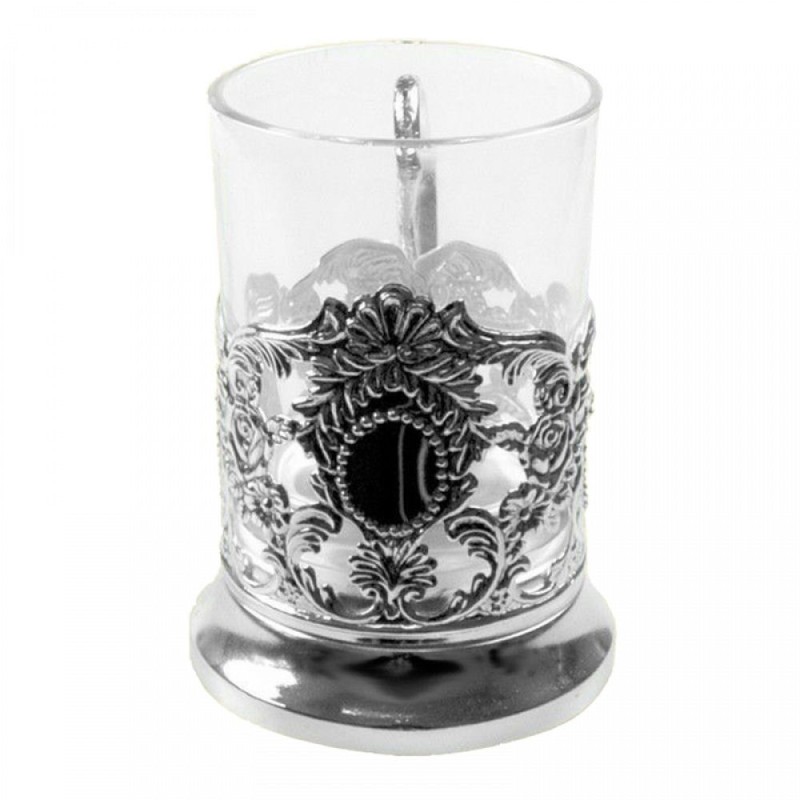 Verre & porte-verre à thé décoré - Podstakannik...