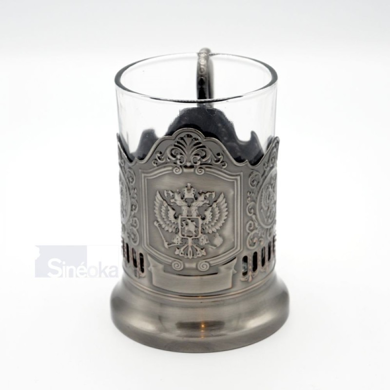 Verre & porte-verre à thé décoré - Podstakannik...