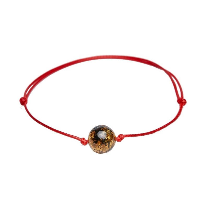 Bracelet fil rouge Ambre Baltique - 17 - 23 cm...