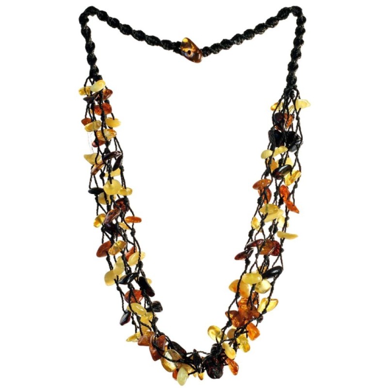 Ambre Baltique - Collier tressé Puces -...