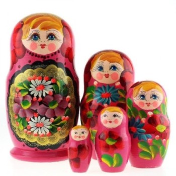 Matryona Robe rose medalion doré - Poupées russes 18cm...