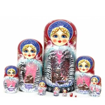 Mila - Les neiges, bordeaux - 10 poupées russes 25 cm