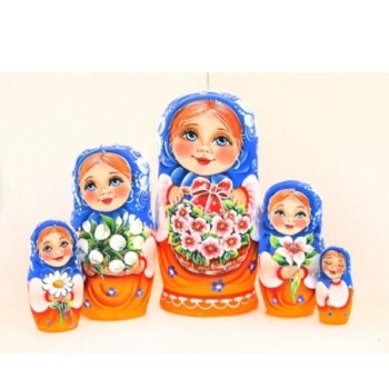 Olga aux violettes - Poupées russes 17 cm série de 5