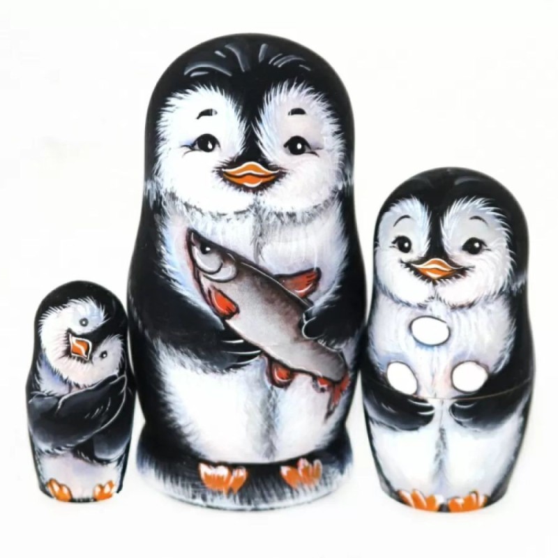 Pingouin - 3 poupées russes 11 cm