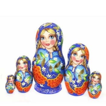 Sorbier bleu - Poupées russes 17 cm série de 5