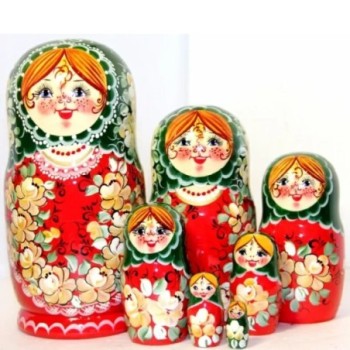 Starshaya - Iéléna - Verte - Poupées russes 21cm série de 7
