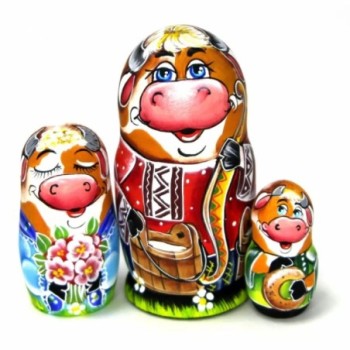 Taureau - 3 poupées russes 11 cm