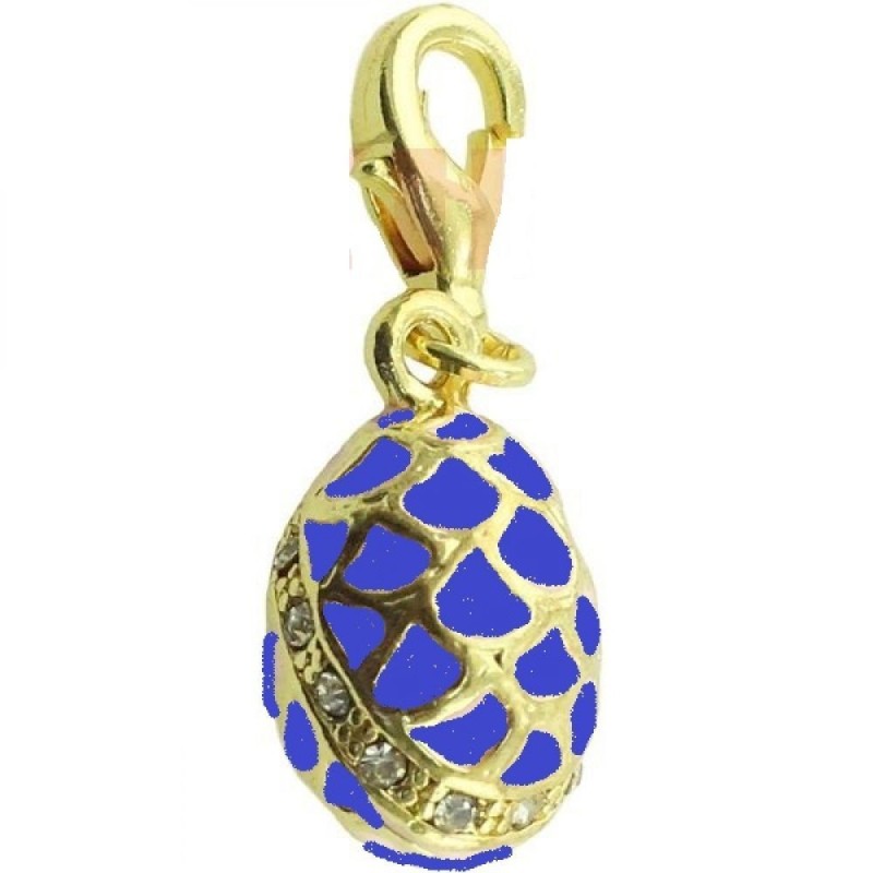 Œuf pendentif - Pomme de pin, bleu