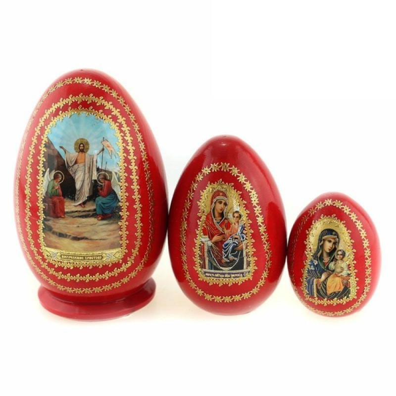 3 oeufs gigognes décorés - Christ Résurrection...