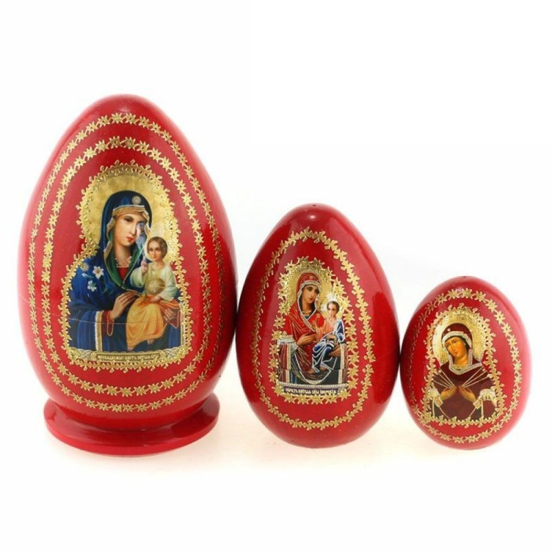 3 oeufs gigognes décorés - Vierge couleurs sans...