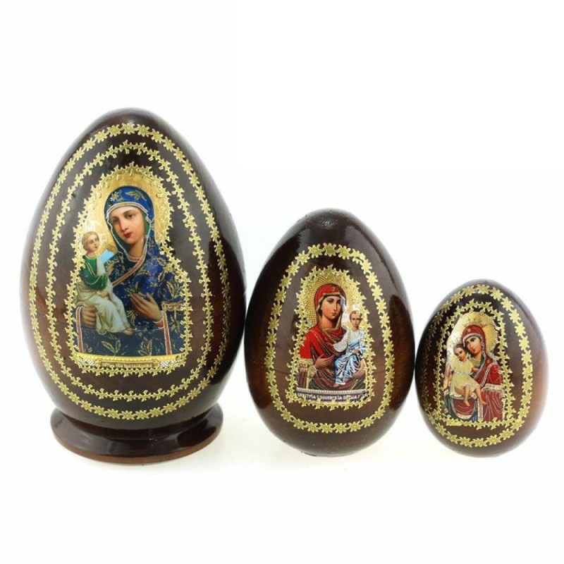 3 oeufs gigognes décorés - Vierge de Jérusalem...