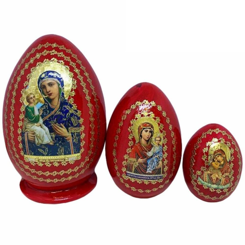 3 oeufs gigognes décorés - Vierge de Jérusalem...
