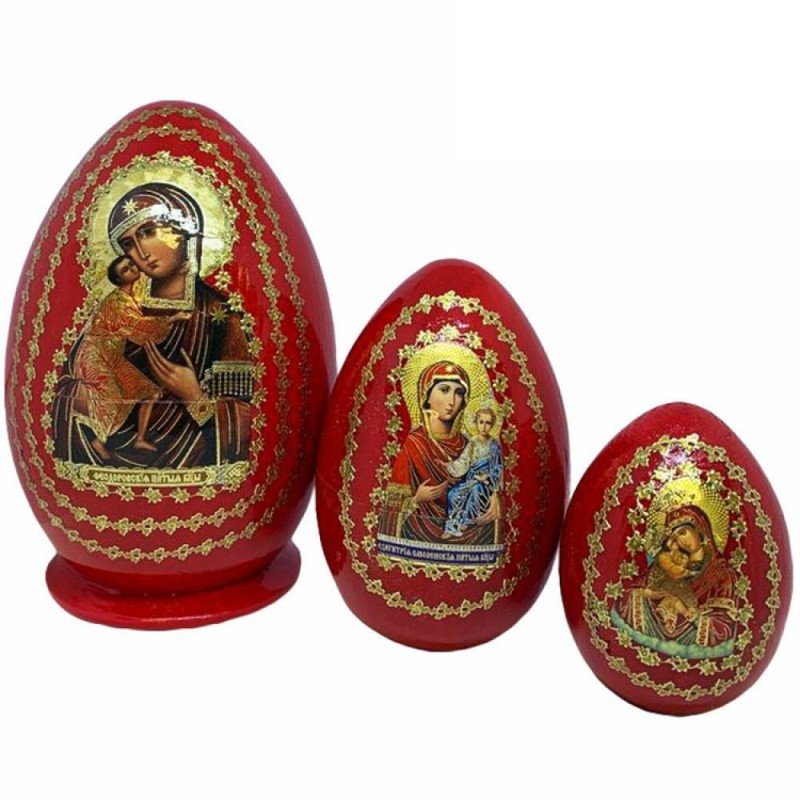 3 oeufs gigognes décorés - Vierge de Théodore -...