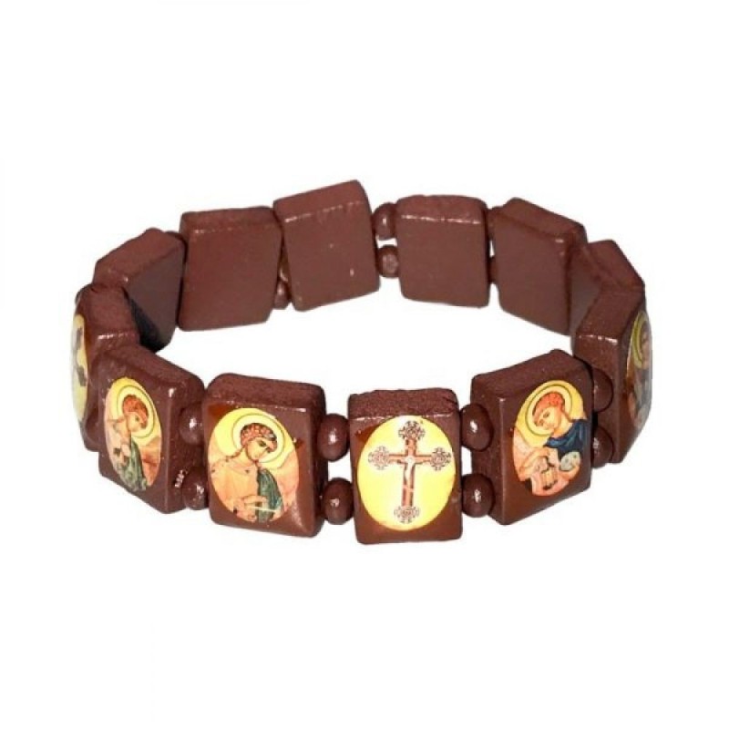 Bracelet bois avec icônes - Les archanges