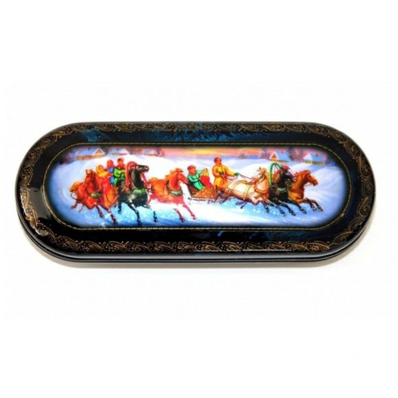 Etui à lunettes laqué 16 x 7 cm "Troïka"