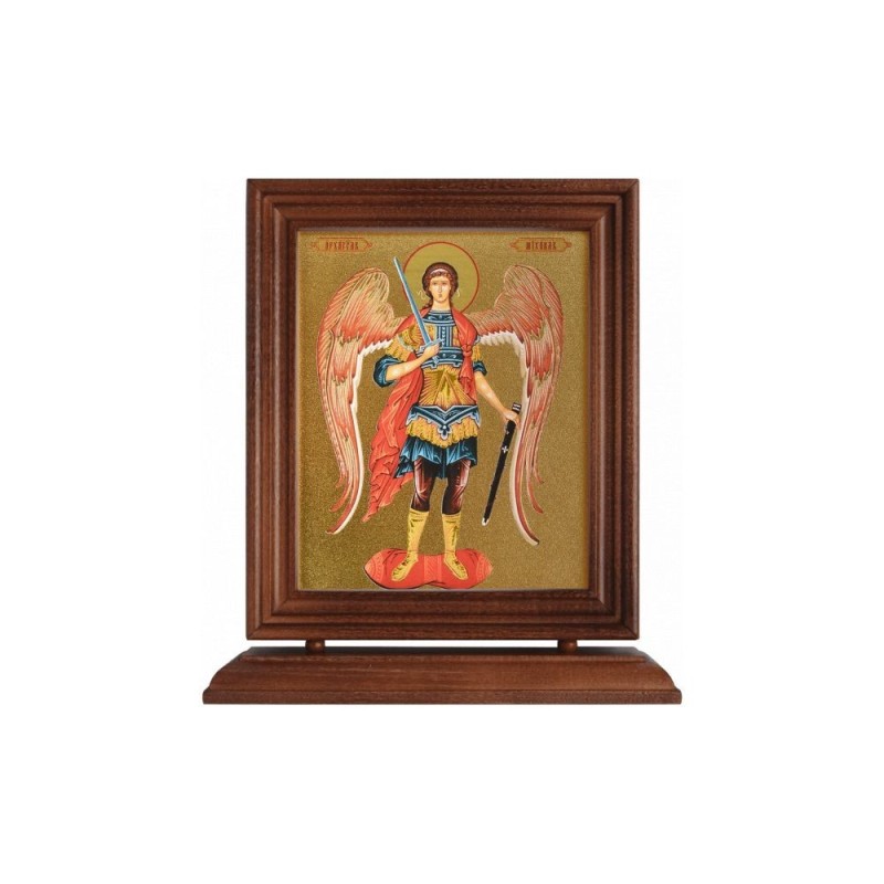 Icône sur feuille d'or 13x16 cm cadre & socle -...