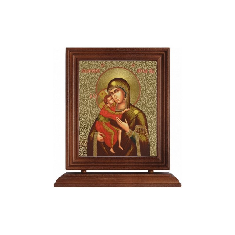 Icône sur feuille d'or 13x16 cm cadre & socle -...