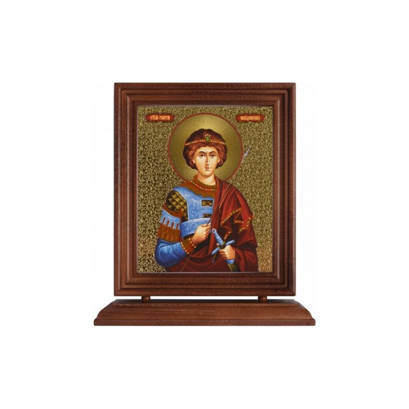 Icône sur feuille d'or 13x16 cm cadre & socle -...
