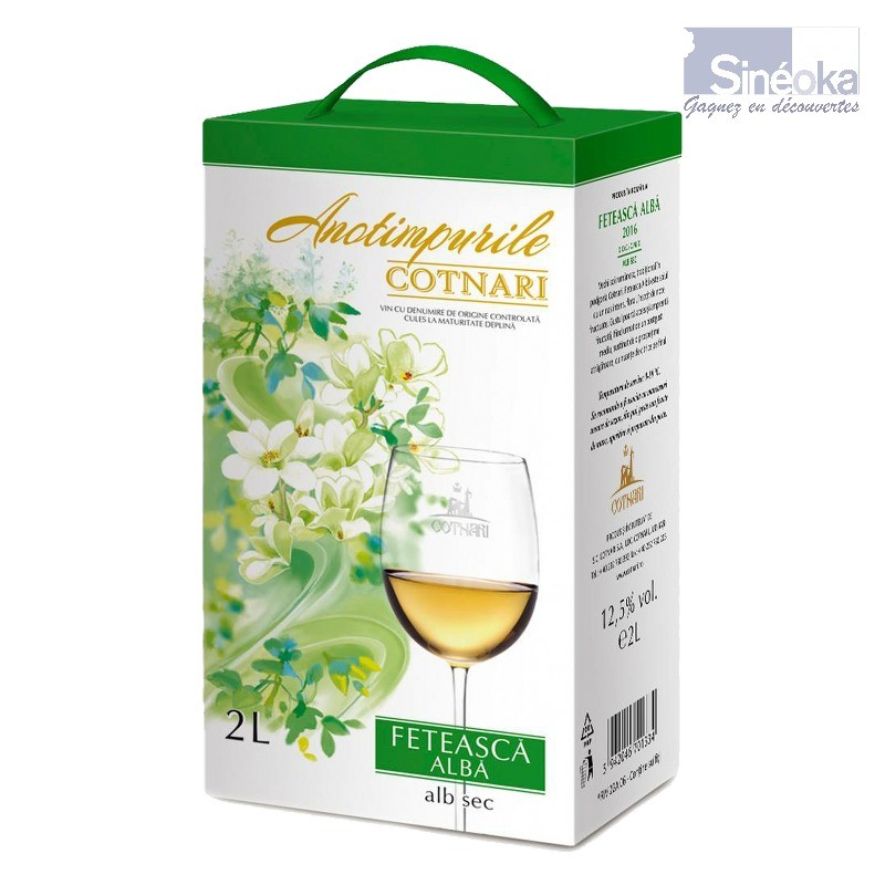 Vin blanc sec de Cotnari, Feteasca Alba en bag in box de 2 litres