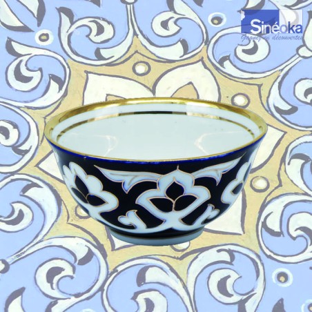 Bol en céramique Ouzbek Pachta Gul avec fond motifs Ouzbeks