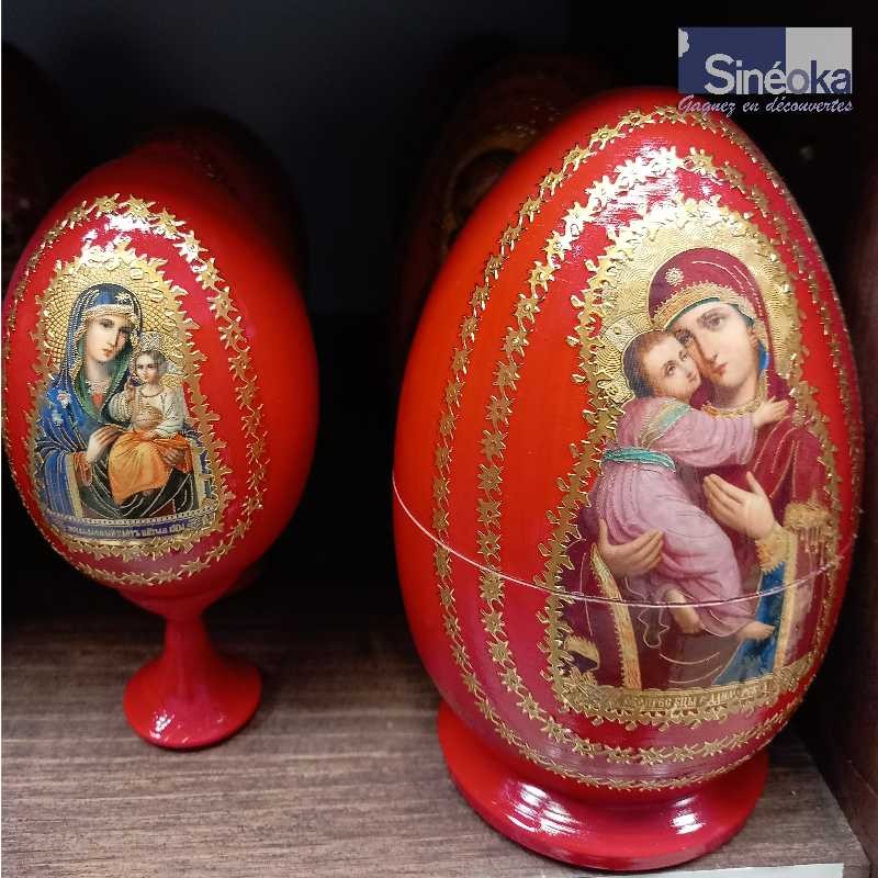 3 œufs gigognes décorés - Vierge de Vladimir -...