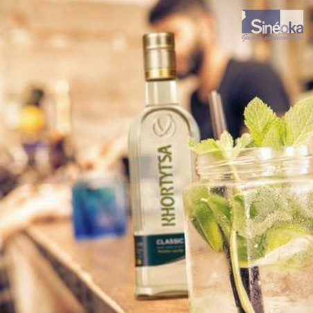 Vodka Khortytsa, ambiance bar, flouté