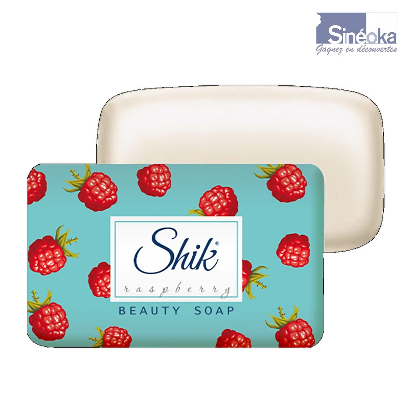 Savonnette Shik Framboise, emballage et savonnette.