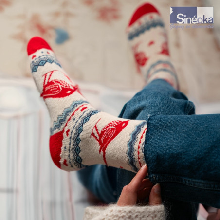 Chaussettes style scandinave Fugl avec un pantalon jean