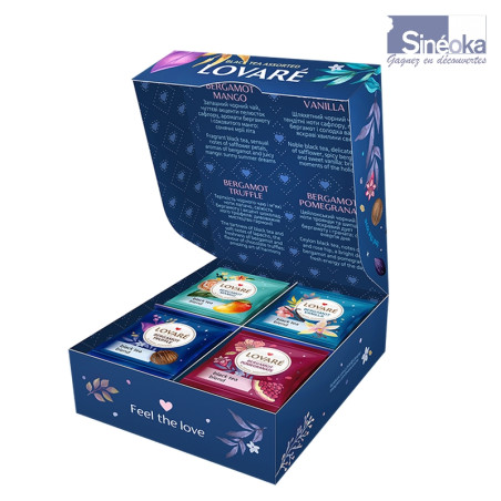 Boite ouverte, Assortiment bergamote, 8 sachets de 4 sortes de thés à la bergamote.