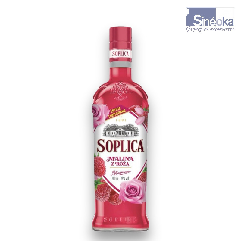 Bouteille de vodka Soplica Framboise & Rose - Malinowa z roza - Alcool 21% - 0,5 l