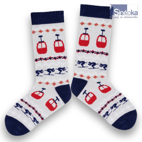 Skihytta, chaussettes chaudes motif télécabines