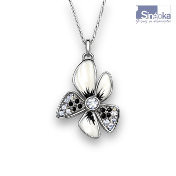 Pendentif tchèque Libuše – Fleur émaillée & cristaux...