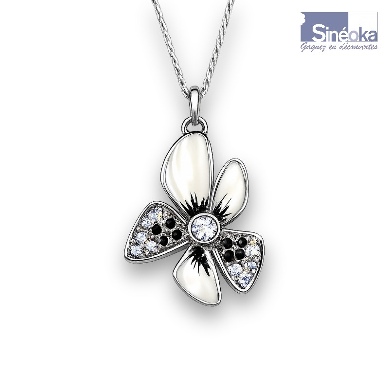 Pendentif tchèque Libuše – Fleur émaillée &...