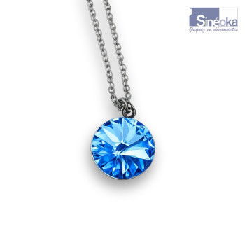 Pendentif tchèque Vltavína Light Sapphire Swarovski 14 mm – Élégance cristalline