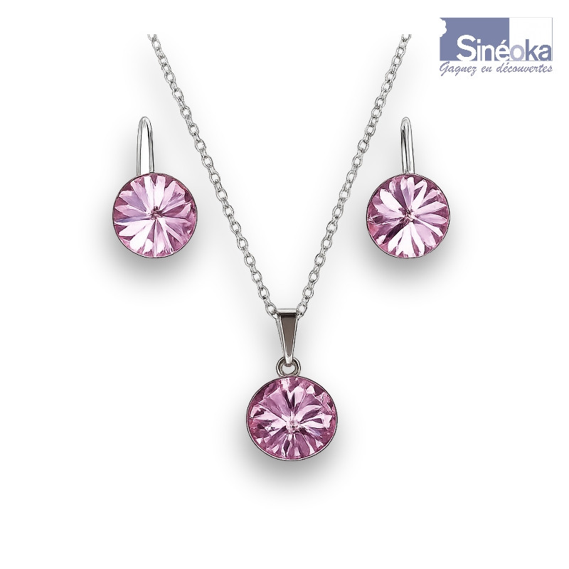 Parure bijou tchèque Eliška Light Amethyst – éclat rosé, harmonie parfaite
