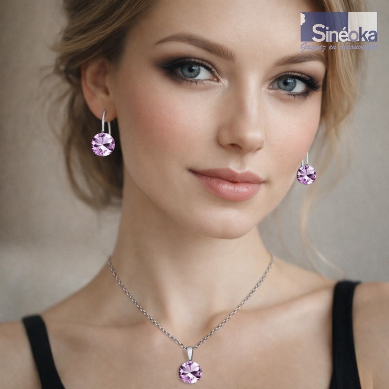 Ensemble Eliška cristal Swarovski améthyste...