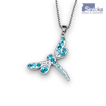 Bijou libellule tchèque turquoise et crystal – Pendentif...