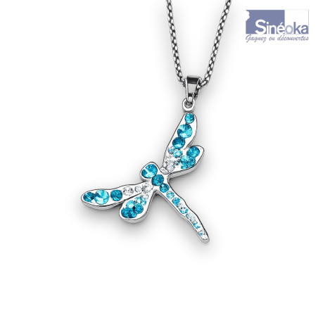 Bijou libellule tchèque turquoise et crystal – Pendentif raffiné « Lužnice »