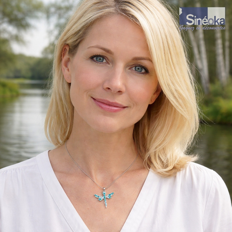 Bijou libellule tchèque turquoise et crystal –...