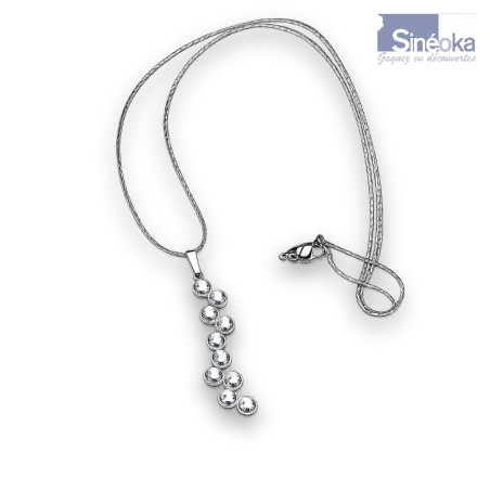 Ligne précieuse — pendentif 4 cm en cristaux & métaux nobles