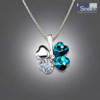 Pendentif tchèque Bohdana trèfle Swarovski Bermuda Blue