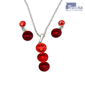 Parure Vera en cristaux Zwarovski dégradé de rouges