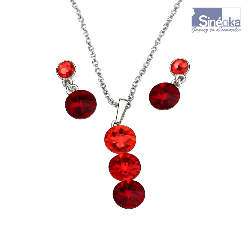 Parure Vera en cristaux Zwarovski dégradé de rouges