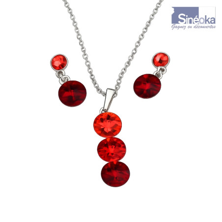 Parure Vera en cristaux Zwarovski dégradé de rouges