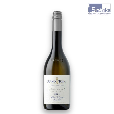 Bouteille de vin blanc sec de Hongrie, Takay Hàrslevelu de chez Grand