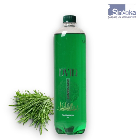 Bouteille de limonade à l'estragon Dvin 100 cl avec un bouquet d'estragon