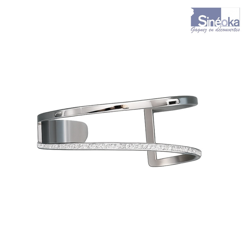 Bracelet rigide en cristaux Swarovski® « Zdenka » inox poli