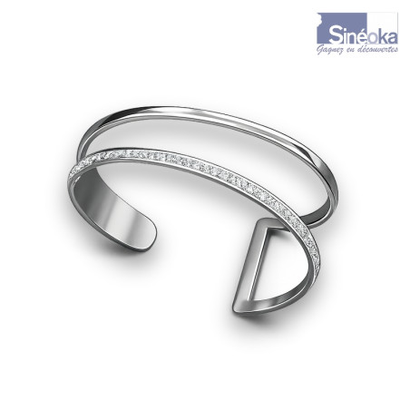 Bracelet rigide en cristaux Swarovski® « Zdenka » inox poli