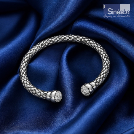 Ivana - Bracelet rigide cristaux Swarovski Crystal acier inox poli